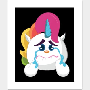 Cute Crying Unicorn Sad Unicorn Lover Xmas Gift Posters and Art